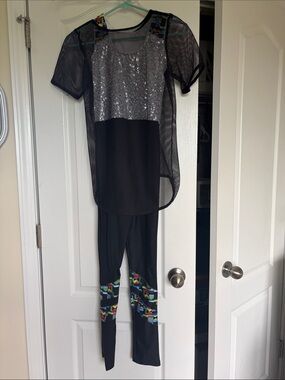 Kids Black and Silver Dance Costume Set